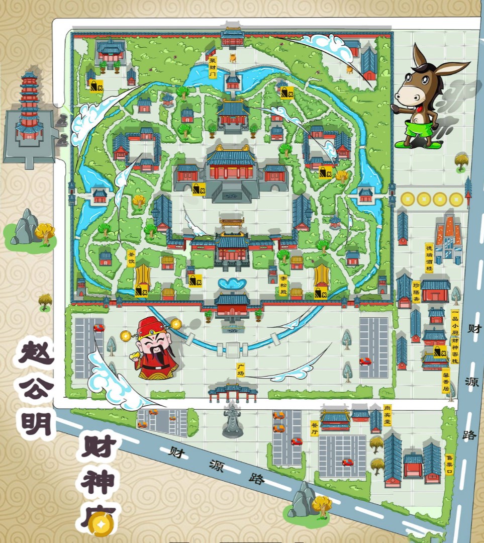 炎陵寺庙类手绘地图